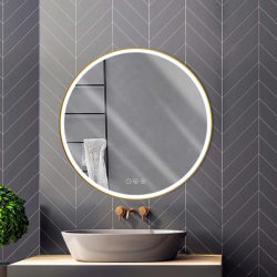 Miroir Salle de Bain Led Rond Doré - Ø75 CM - SOLAR