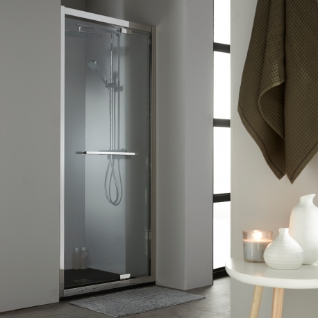 Porte de douche pivotante transparent, noir 80 cm, Easy