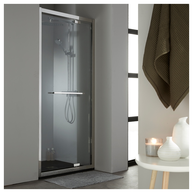 Porte de douche pivotante, paroi de douche,installation en  niche,90x185cm，poignée inox，verre 6mm，sans receveur - Cdiscount Bricolage