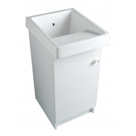 Bac à laver avec meuble blanc en résine 45x50 pour intérieur et extérieur  avec planche pour buanderie - Cdiscount Bricolage