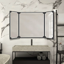 Miroir salle de bain LED 80x120 cm - triptyque - Noir Mat - Workshop