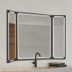 Miroir salle de bain LED 80x120 cm - triptyque - Noir Mat - Workshop